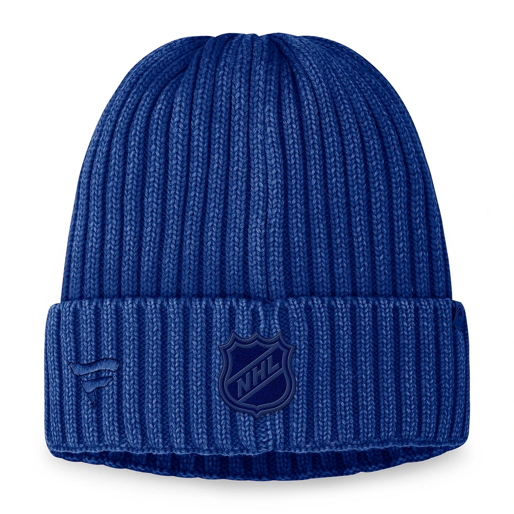 Bonnet en tricot ton sur ton bleu authentique Pro Road des Maple Leafs de Toronto Fanatics pour homme