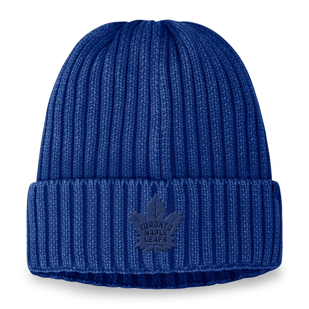 Bonnet en tricot ton sur ton bleu authentique Pro Road des Maple Leafs de Toronto Fanatics pour homme