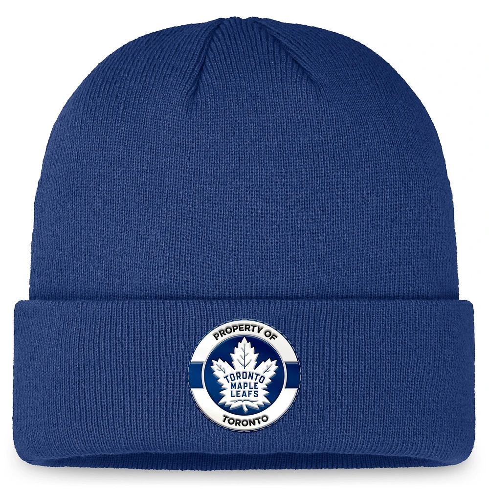 Bonnet en tricot à revers authentique Pro Training Camp des Maple Leafs de Toronto Fanatics bleu pour hommes