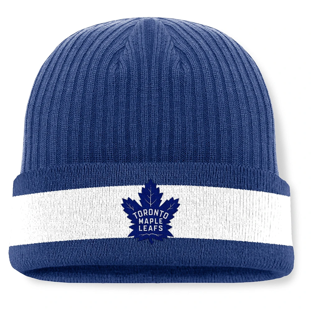 Bonnet en tricot à revers bleu Fanatics pour homme des Maple Leafs de Toronto