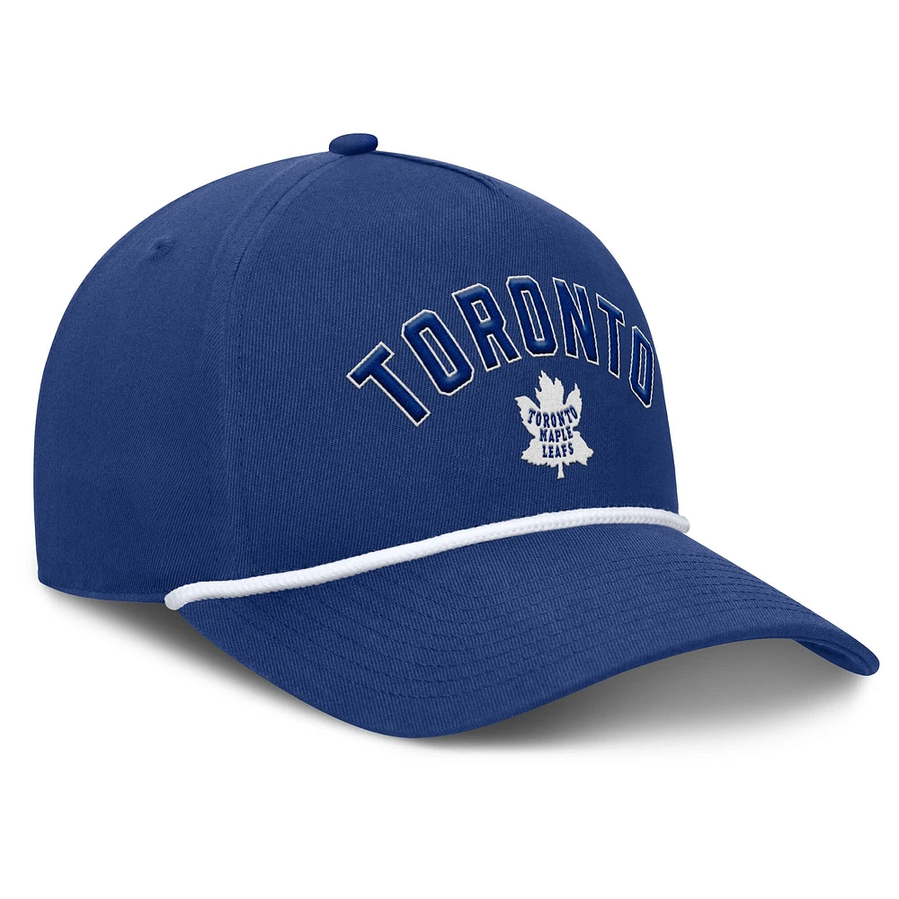 Casquette ajustable en corde A-Frame bleue pour hommes de la collection Decades des Maple Leafs de Toronto Fanatics