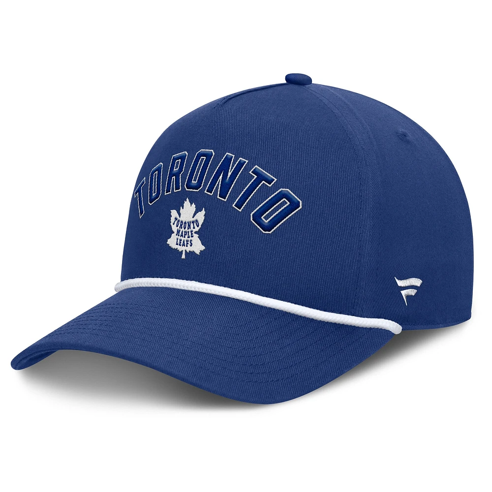 Casquette ajustable en corde A-Frame bleue pour hommes de la collection Decades des Maple Leafs de Toronto Fanatics