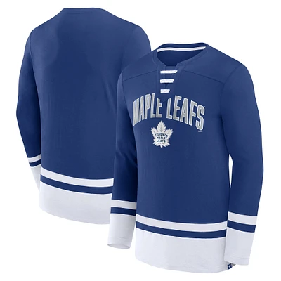 T-shirt à manches longues lacets fondamental des Maple Leafs de Toronto Fanatics bleu pour hommes