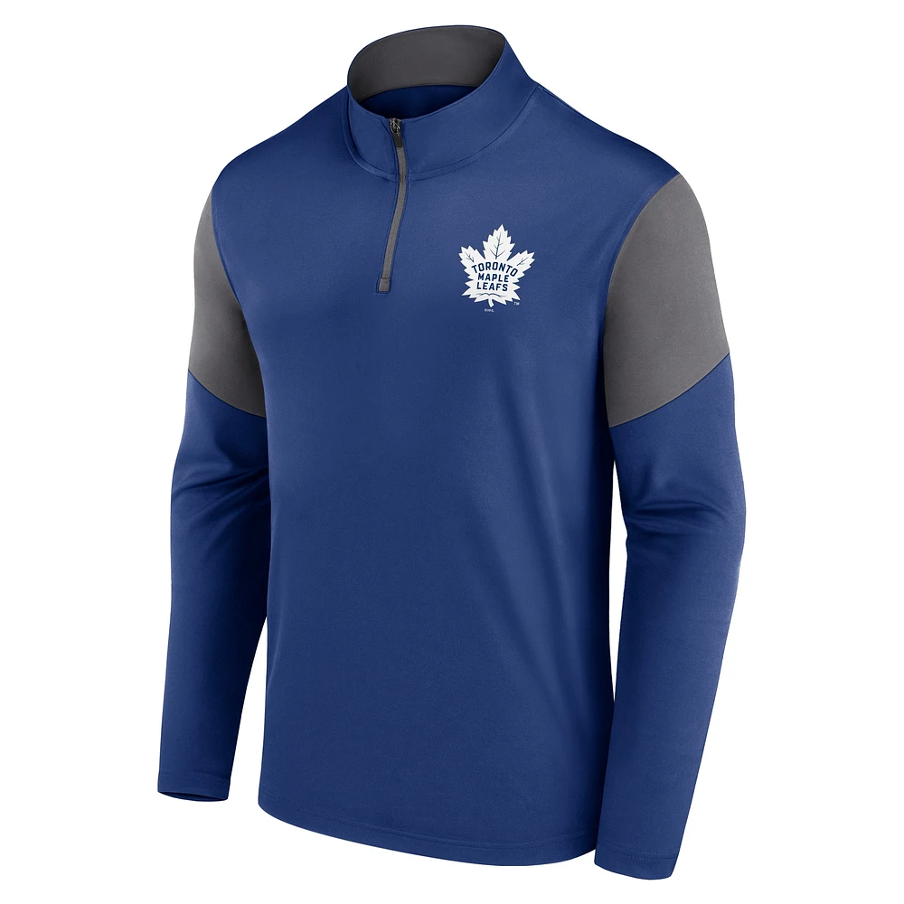 Haut zippé principal bleu pour hommes Fanatics des Maple Leafs de Toronto