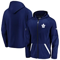 Veste bleue entièrement zippée Fanatics pour hommes des Maple Leafs de Toronto Rinkside Grid-Back Raglan