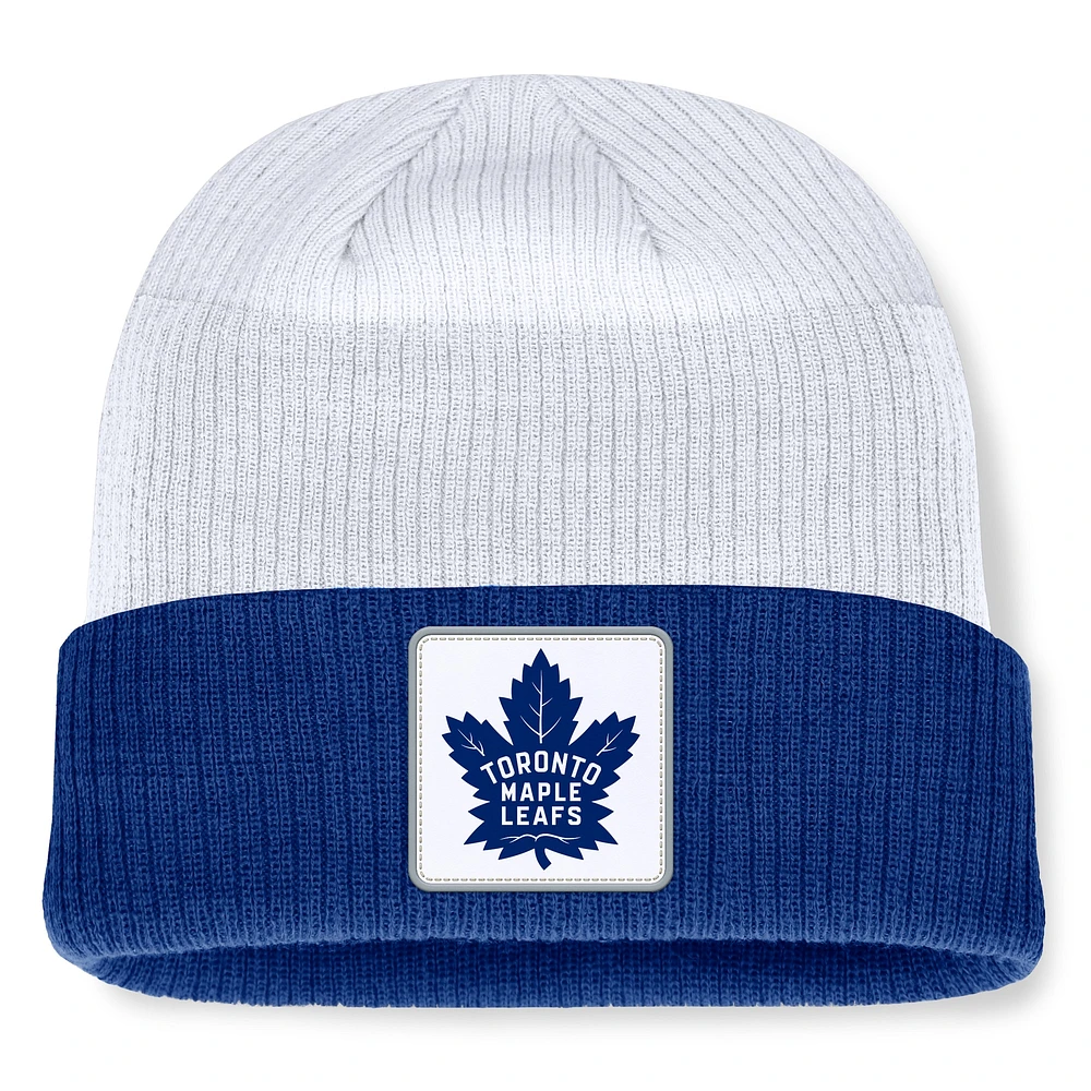 Bonnet en tricot à revers en acrylique bleu Fanatics pour hommes des Maple Leafs de Toronto Showboat