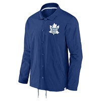 Veste à boutons-pression True Classics Varsity Coach des Maple Leafs de Toronto pour hommes Fanatics Blue