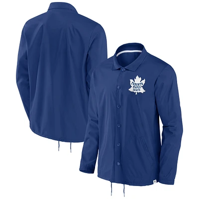Veste à boutons-pression True Classics Varsity Coach des Maple Leafs de Toronto pour hommes Fanatics Blue