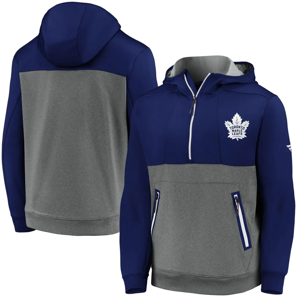 Lids Toronto Maple Leafs Fanatics Branded Authentic Pro Travel & Training  Tech Half-Zip Hoodie - Blue/Heathered Gray