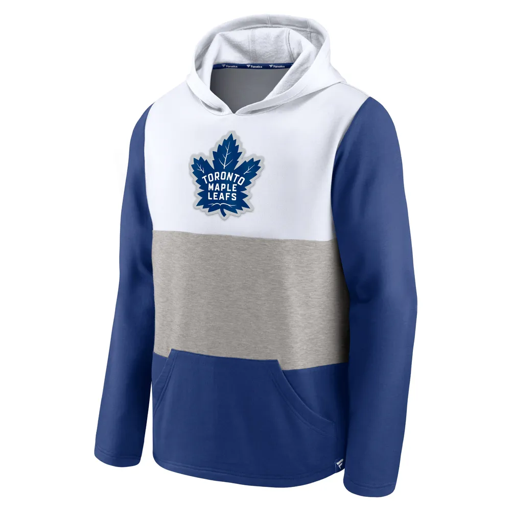Fanatics Branded Men's Fanatics Branded White/Blue Toronto Maple Leafs Prep  Color Block Pullover Hoodie