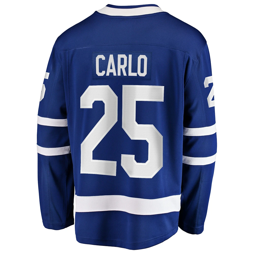 Maillot Breakaway à domicile bleu des Maple Leafs de Toronto Brandon Carlo pour hommes Fanatics