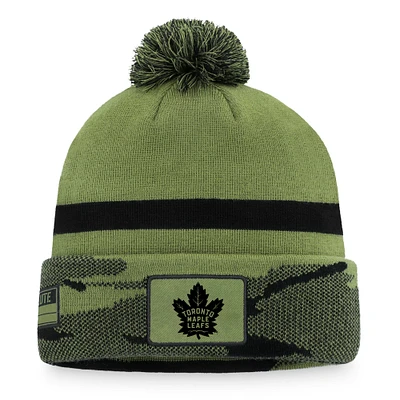 Men's Fanatics Camo Toronto Maple Leafs Military Appreciation Cuffed Knit Hat with Pom