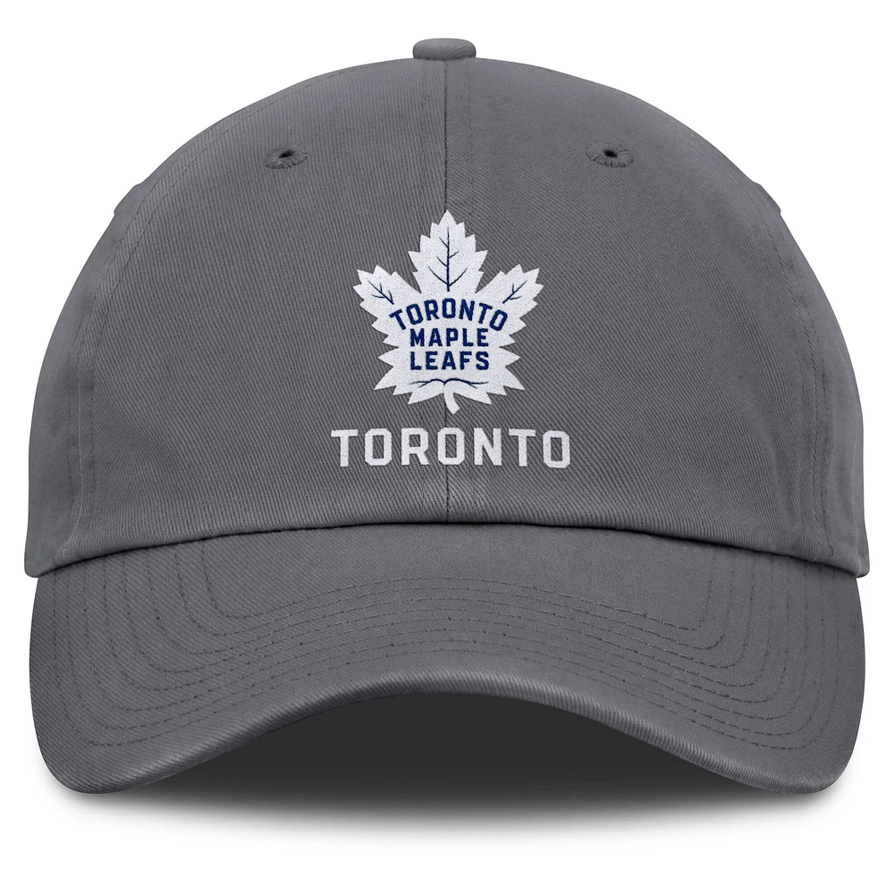 Casquette ajustable délavée pour hommes Fanatics Anthracite Toronto Maple Leafs