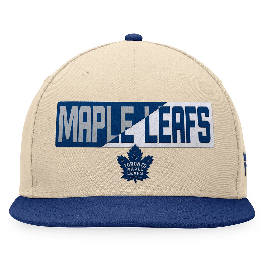 Casquette Snapback Goalaso des Maple Leafs de Toronto Fanatics pour hommes crème/bleu