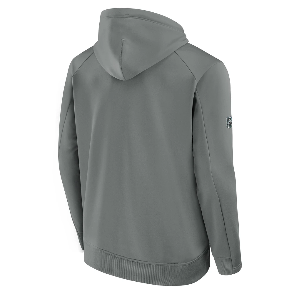 Men's  Fanatics Gray Toronto Maple Leafs 2025 Stanley Cup Playoffs Authentic Pro Pullover Hoodie
