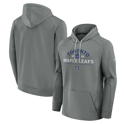 Men's  Fanatics Gray Toronto Maple Leafs 2025 Stanley Cup Playoffs Authentic Pro Pullover Hoodie