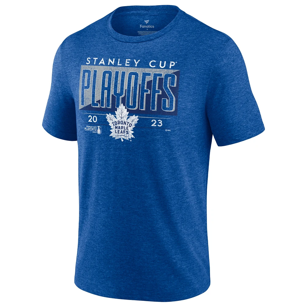 T-shirt tri-mélange Fanatics Heather Royal des Maple Leafs de Toronto pour hommes, séries éliminatoires la Coupe Stanley 2023