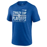 Men's Fanatics  Heather Royal Toronto Maple Leafs 2024 Stanley Cup Playoffs Crossbar Tri-Blend T-Shirt