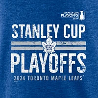 T-shirt tri-mélange à barre transversale des séries éliminatoires de la Coupe Stanley 2024 Maple Leafs Toronto Fanatics Heather Royal pour hommes