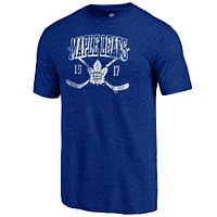 Men's Fanatics Heathered Blue Toronto Maple Leafs Line Shift - Tri-Blend T-Shirt