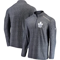 Men's Fanatics Heathered Navy Toronto Maple Leafs Authentic Pro Clutch Quarter-Zip Pullover Jacket