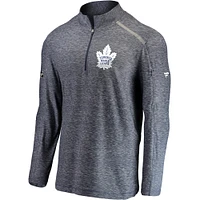 Men's Fanatics Heathered Navy Toronto Maple Leafs Authentic Pro Clutch Quarter-Zip Pullover Jacket