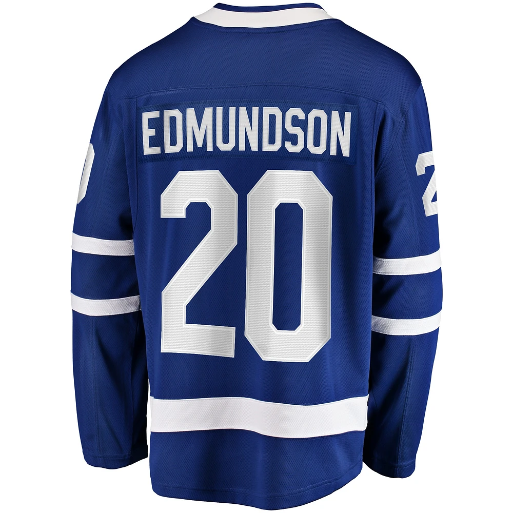 Fanatics pour hommes Joel Edmundson bleu Toronto Maple Leafs Home Premier Breakaway Player Maillot