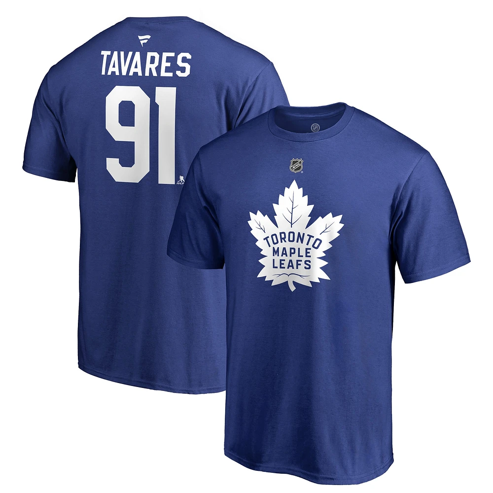 Fanatics pour hommes John Tavares Royal Toronto Maple Leafs Authentic Stack Name & Number T-shirt