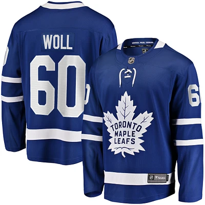 Fanatics Joseph Woll pour hommes, bleu, maillot de joueur échappé à domicile des Maple Leafs Toronto