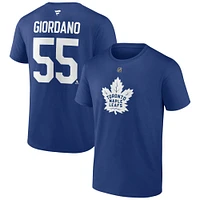 Fanatics pour hommes Mark Giordano Blue Toronto Maple Leafs - T-shirt authentique avec nom et numéro de pile