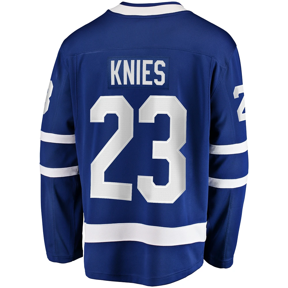 Fanatics pour hommes Matthew Knies bleu Toronto Maple Leafs Home Premier Breakaway Player - Maillot