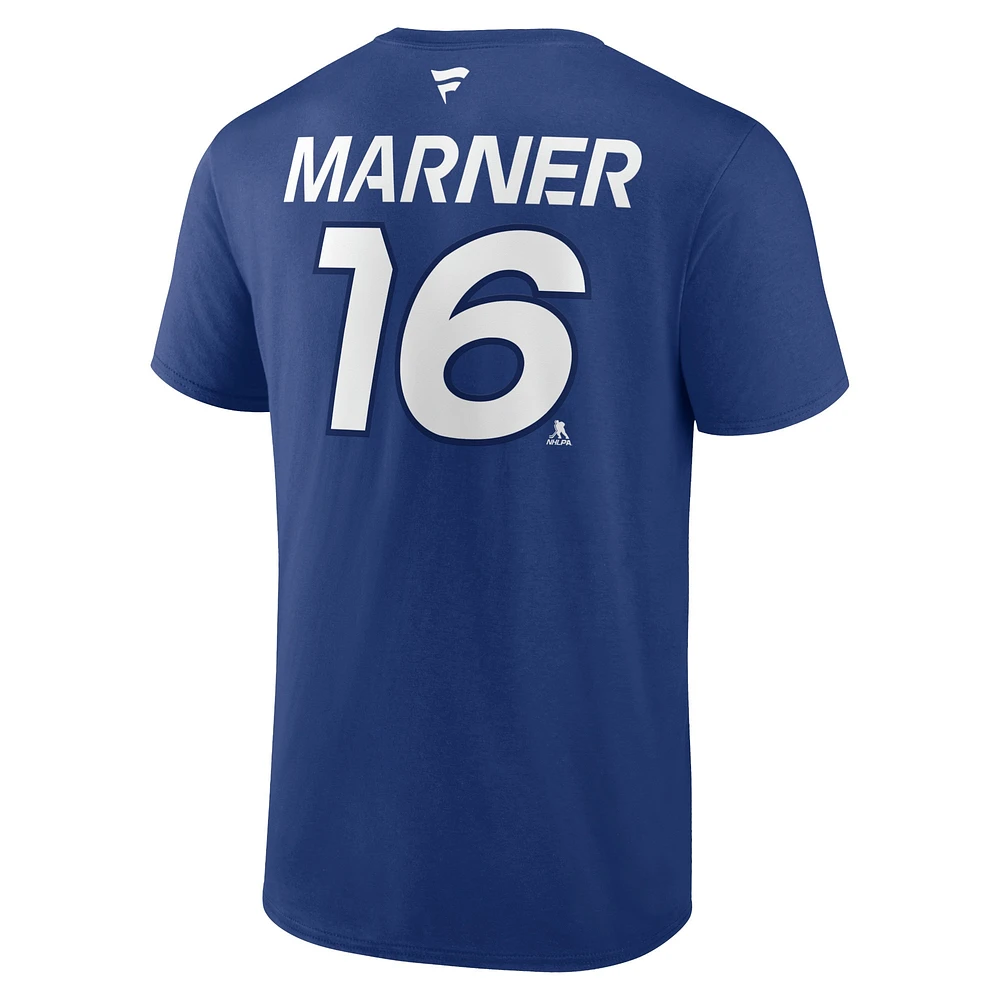 T-shirt avec nom et numéro authentique Pro Prime des Maple Leafs de Toronto Fanatics Mitch Marner pour hommes