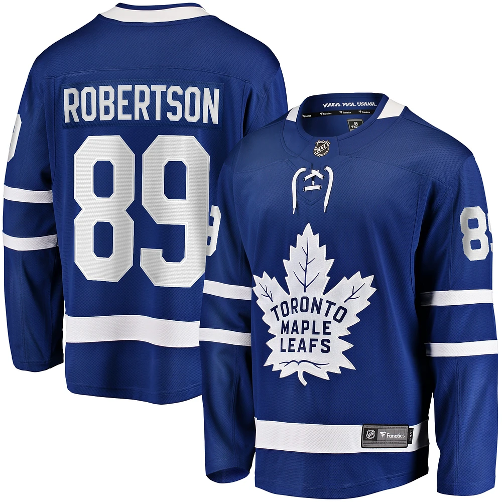 Fanatics pour hommes Nicholas Robertson bleu Toronto Maple Leafs Home Premier Breakaway Player - Maillot