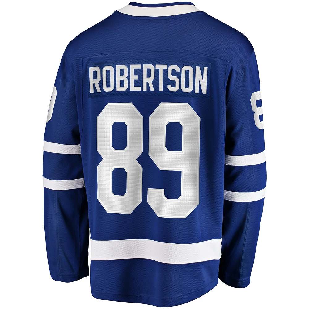 Fanatics pour hommes Nicholas Robertson bleu Toronto Maple Leafs Home Premier Breakaway Player - Maillot