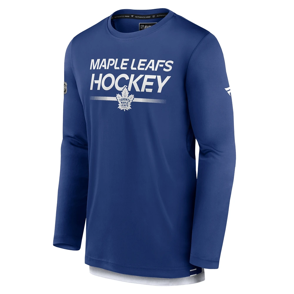 T-shirt à manches longues authentique Pro des Maple Leafs de Toronto Fanatics pour hommes