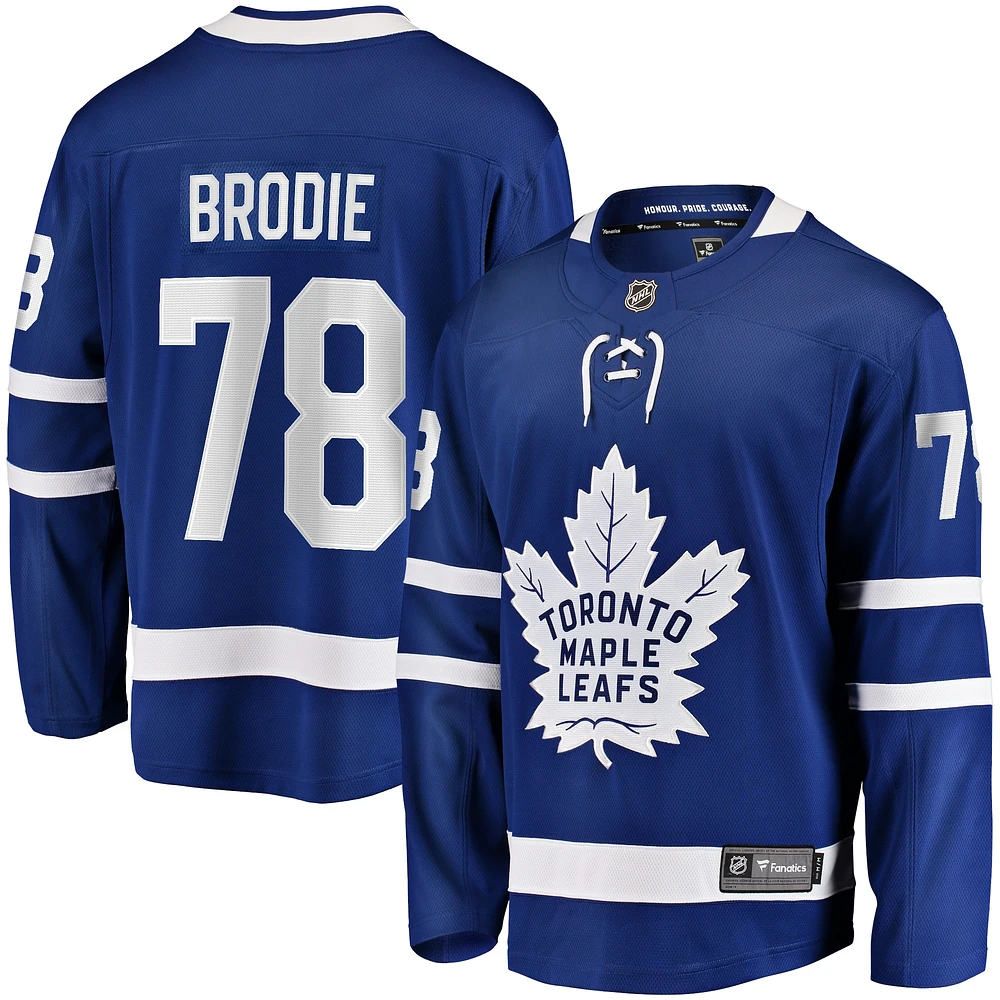 Fanatiques masculins de marque TJ Brodie Blue Toronto Maple Leafs Domicile - Maillot joueur Breakaway