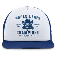 Casquette à pression avant en mousse Fanatics pour homme, collection Decades, blanc/bleu, Toronto Maple Leafs