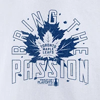 T-shirt blanc Fanatics pour homme avec slogan des séries éliminatoires de la Coupe Stanley 2025 Maple Leafs Toronto