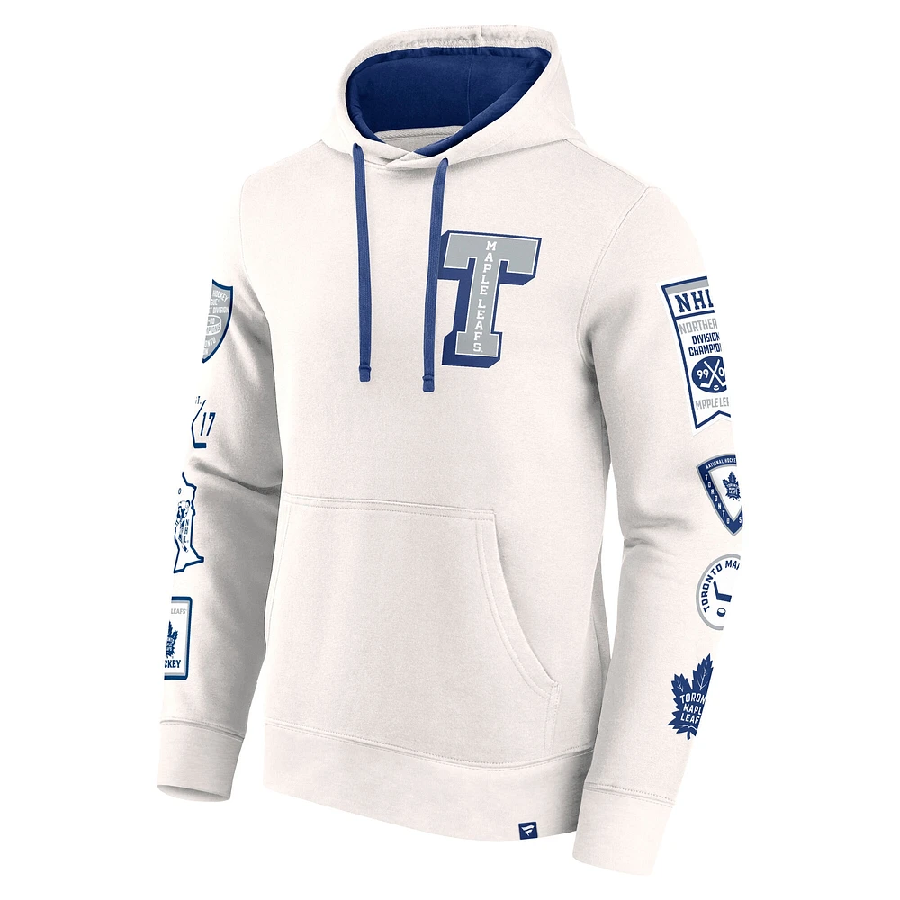 Men's Fanatics White Toronto Maple Leafs Letterman Fleece Pullover Hoodie