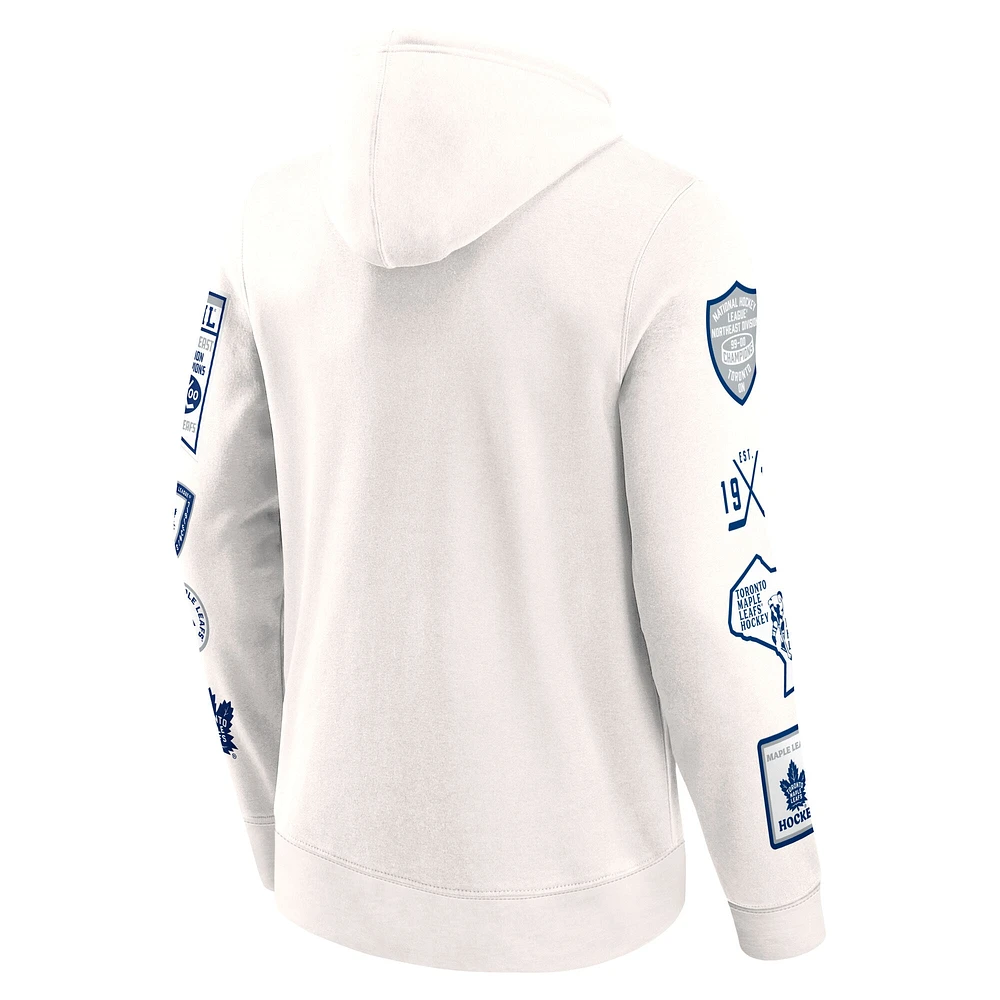 Men's Fanatics White Toronto Maple Leafs Letterman Fleece Pullover Hoodie