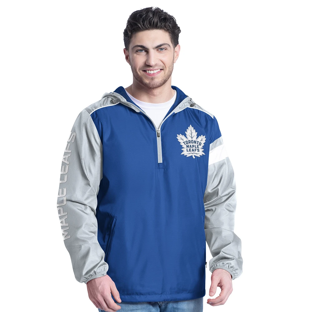 Veste à capuche demi-zip latéral G-III Sports by Carl Banks bleu/gris pour homme des Maple Leafs de Toronto