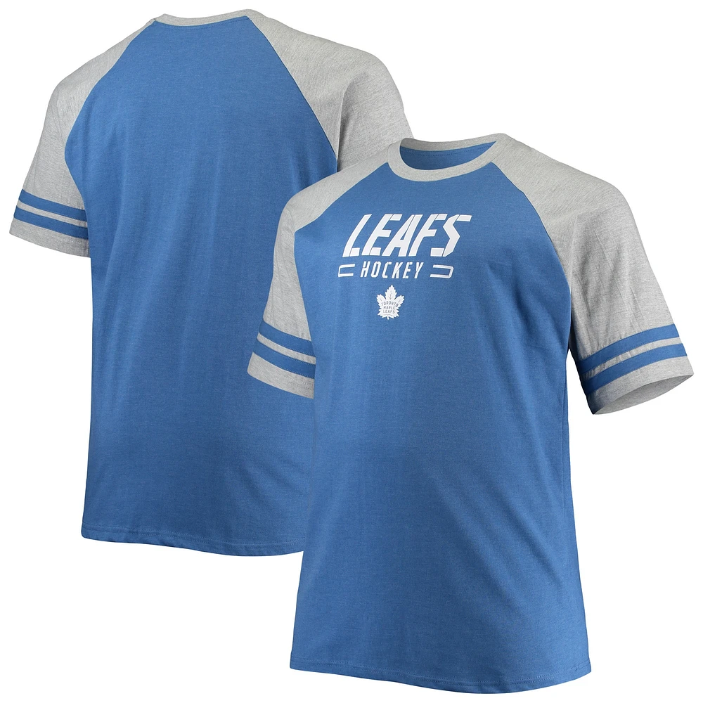 T-shirt raglan grand et des Maple Leafs de Toronto bleu chiné pour hommes