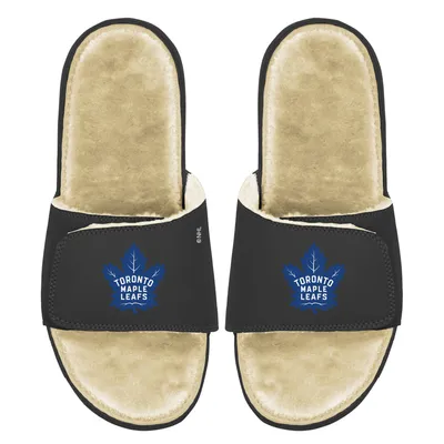 Toronto Maple Leafs ISlide Faux Fur Slide Sandals - Black/Tan