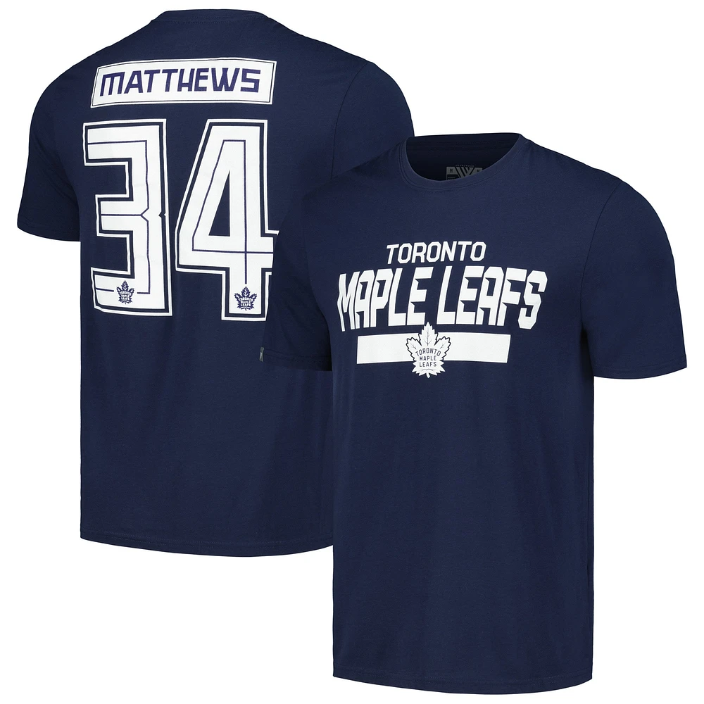 T-shirt avec nom et numéro de joueur Levelwear Auston Matthews bleu marine des Maple Leafs Toronto pour hommes Richmond