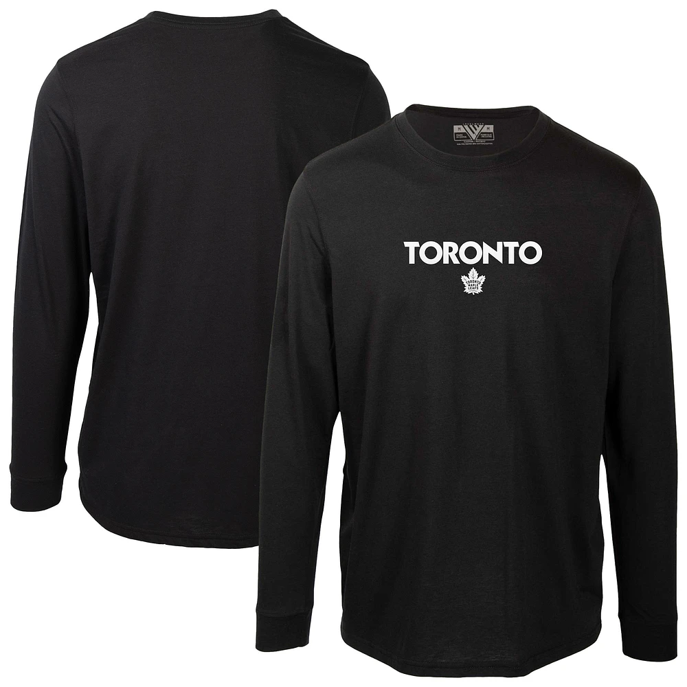 T-shirt à manches longues pour homme Levelwear noir Toronto Maple Leafs Oscar City Capsule
