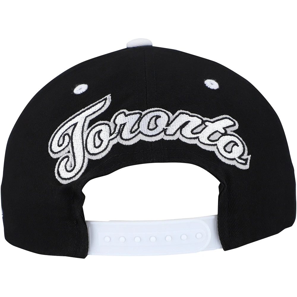 Men's Mitchell & Ness Black/White Toronto Maple Leafs Backside Script Two-Tone Pro Crown Adjustable Hat