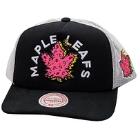 Men's Mitchell & Ness Black/White Toronto Maple Leafs Doughnut Crumbs Trucker Snapback Hat