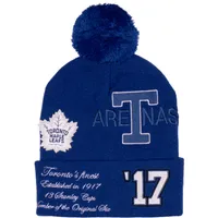 Men's Mitchell & Ness Blue Toronto Maple Leafs Varsity Graduation Cuffed Knit Hat with Pom