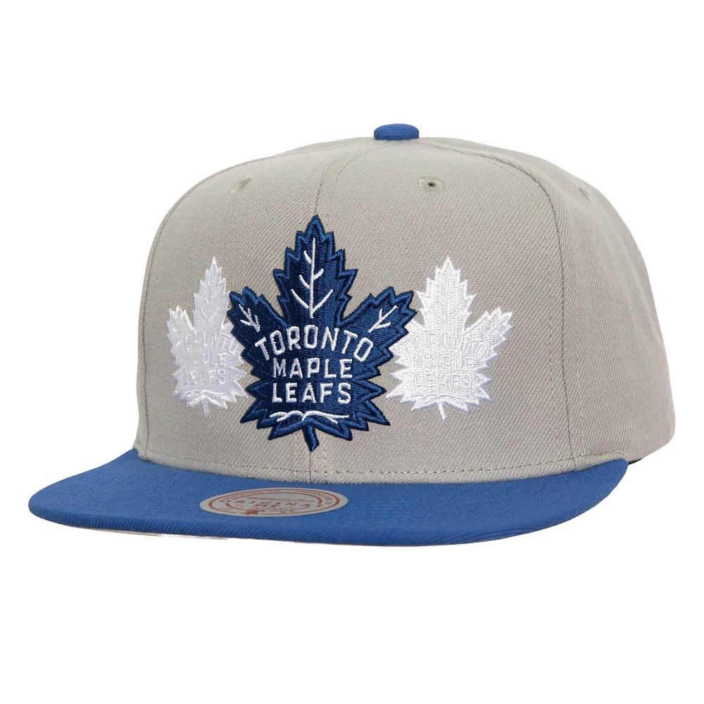 Casquette à visière snapback Soul Triple Up des Maple Leafs de Toronto pour homme de Mitchell & Ness, gris