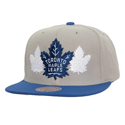 Men's Mitchell & Ness Gray Toronto Maple Leafs Soul Triple Up Snapback Hat